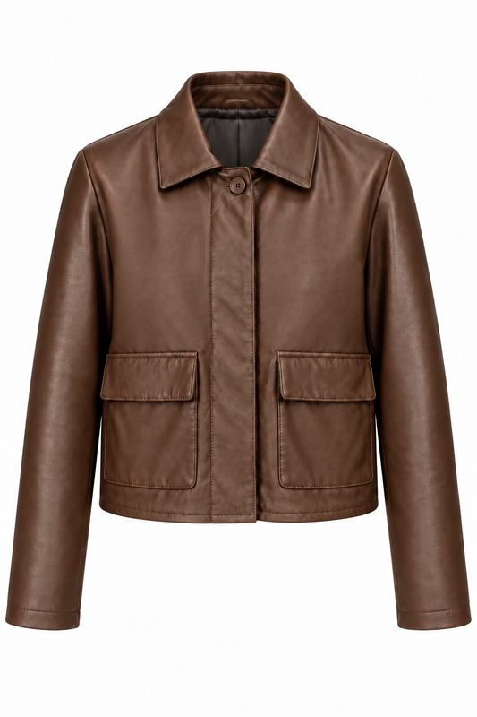 VALIA - Women's Brown Leather Jacket