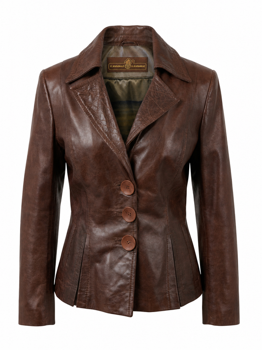 Women's Antique Brown Leather Blazer