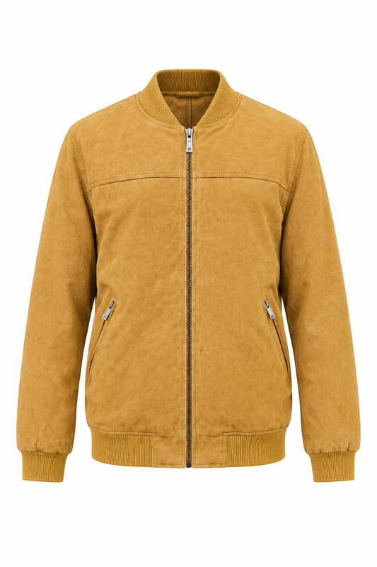 Men’s camel suede bomber jacket