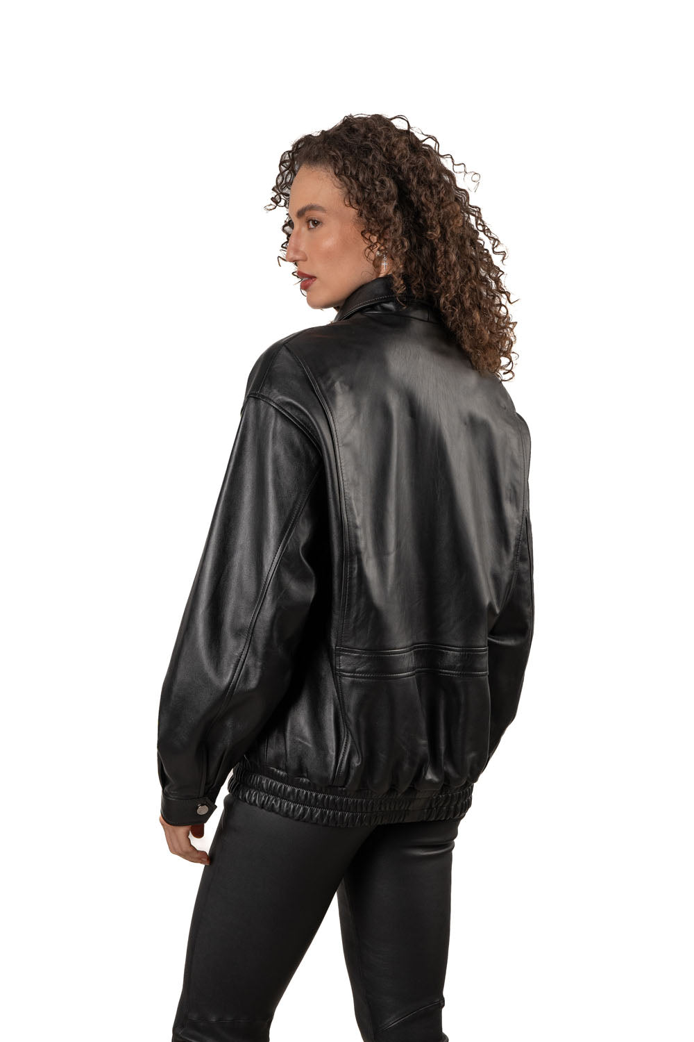 BONA - Women's oversize Bomber Leather Jacket