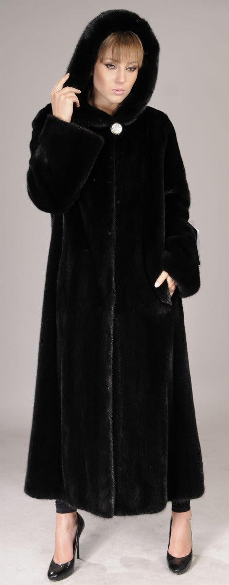 Hooded Blackglama Letout Full Length Mink Coat
