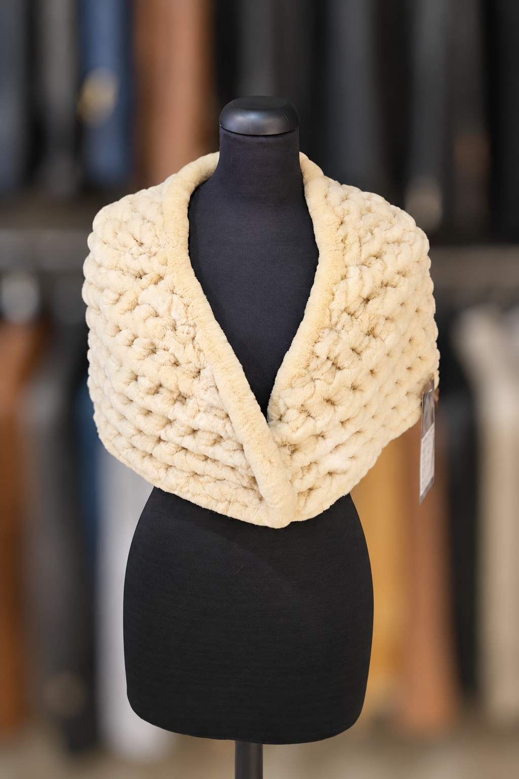 Women's Beige Fur Shawl