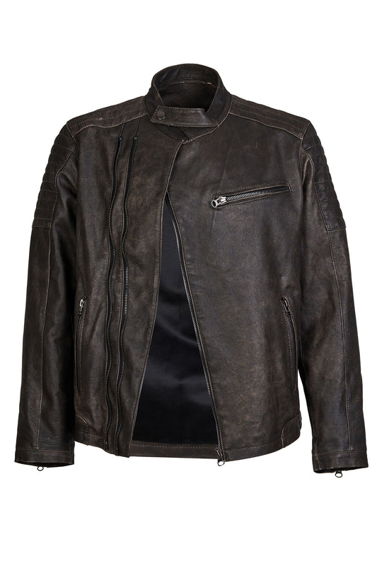 Hooper - Men's Biker zstone Leather Jacket