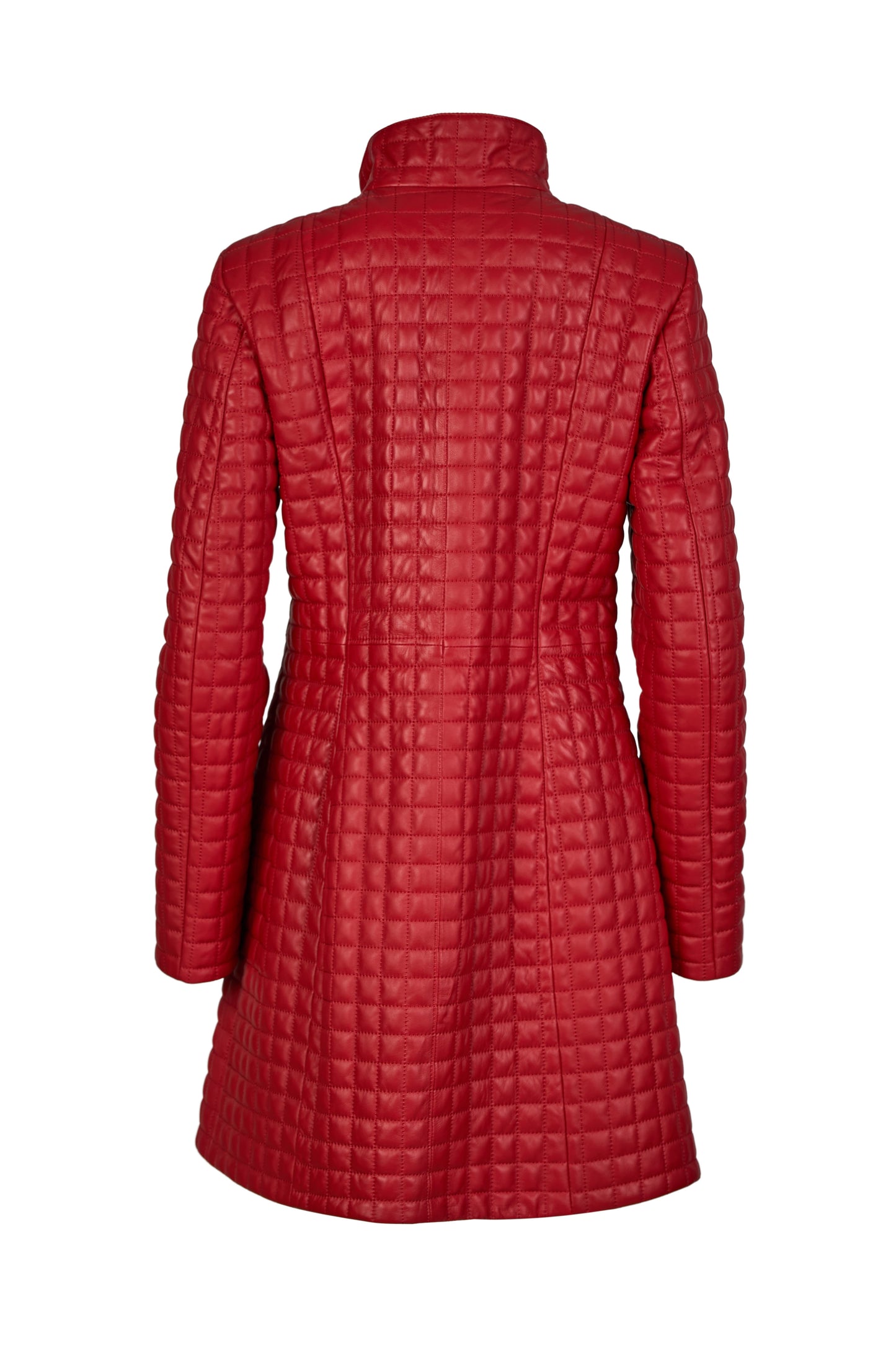 Red Quilted Nappa Leather Coat