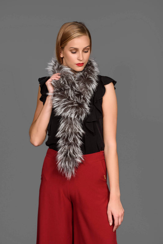 Silver fox fur scarf