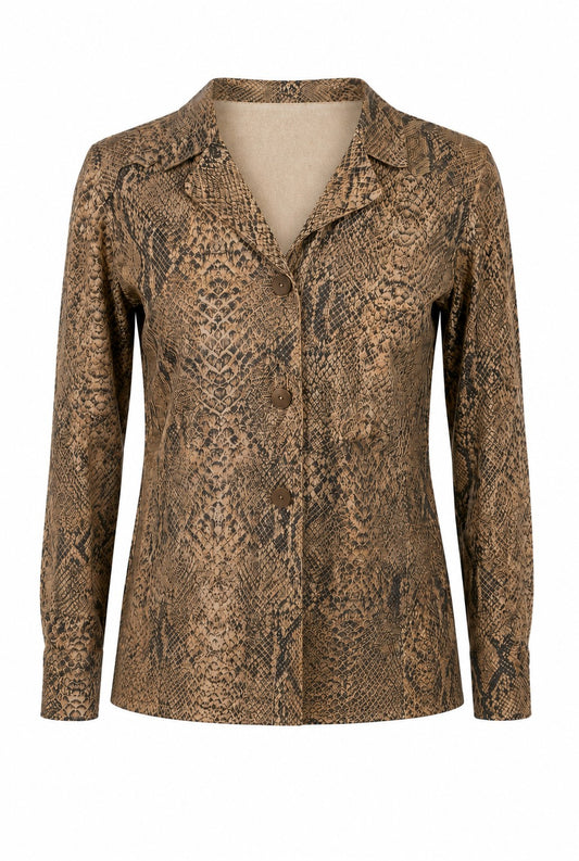 Women's Snake Print Leather Blazer