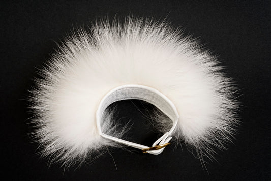WHITE FUR and Leather Wristband