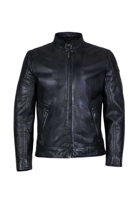 Men's Leather Jacket with Removable hood