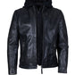 Men's Leather Jacket with Removable hood