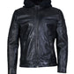 Men's Leather Jacket with Removable hood