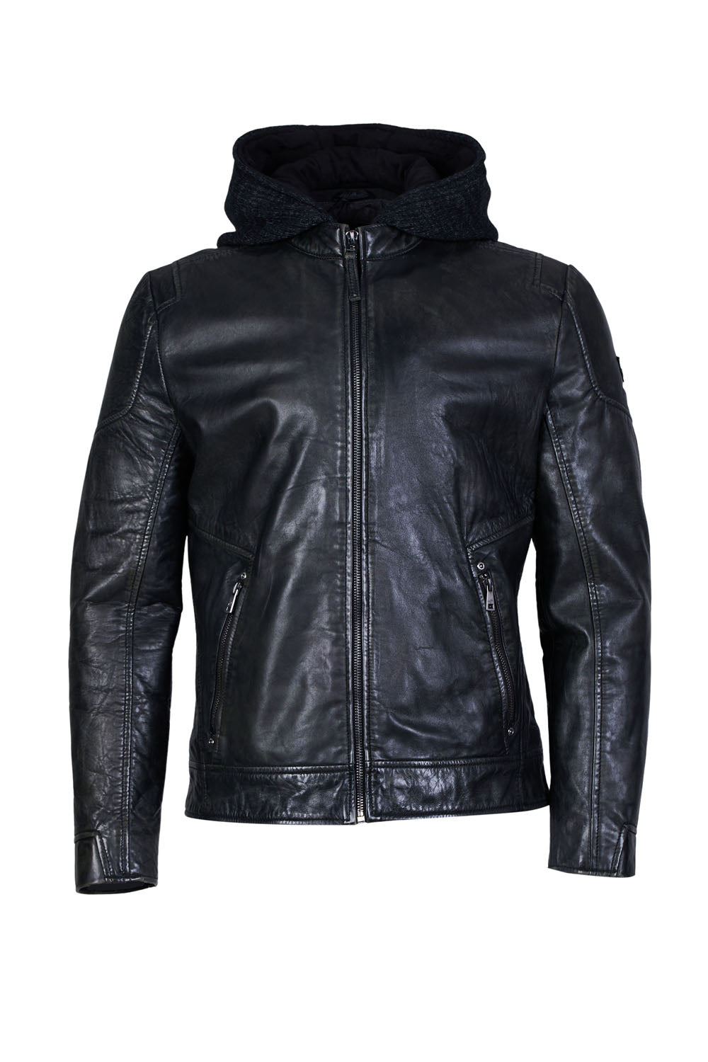 Men's Leather Jacket with Removable hood