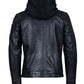 Men's Leather Jacket with Removable hood
