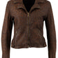 NYXA- Printed Leather Jacket in Cognac Color