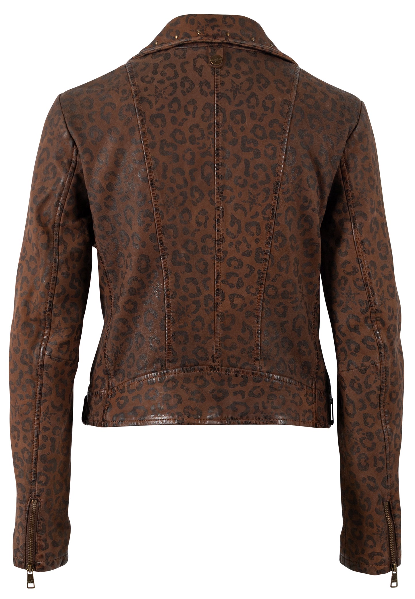 NYXA- Printed Leather Jacket in Cognac Color