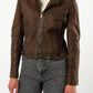 NYXA- Printed Leather Jacket in Cognac Color