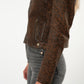 NYXA- Printed Leather Jacket in Cognac Color
