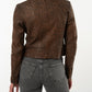 NYXA- Printed Leather Jacket in Cognac Color