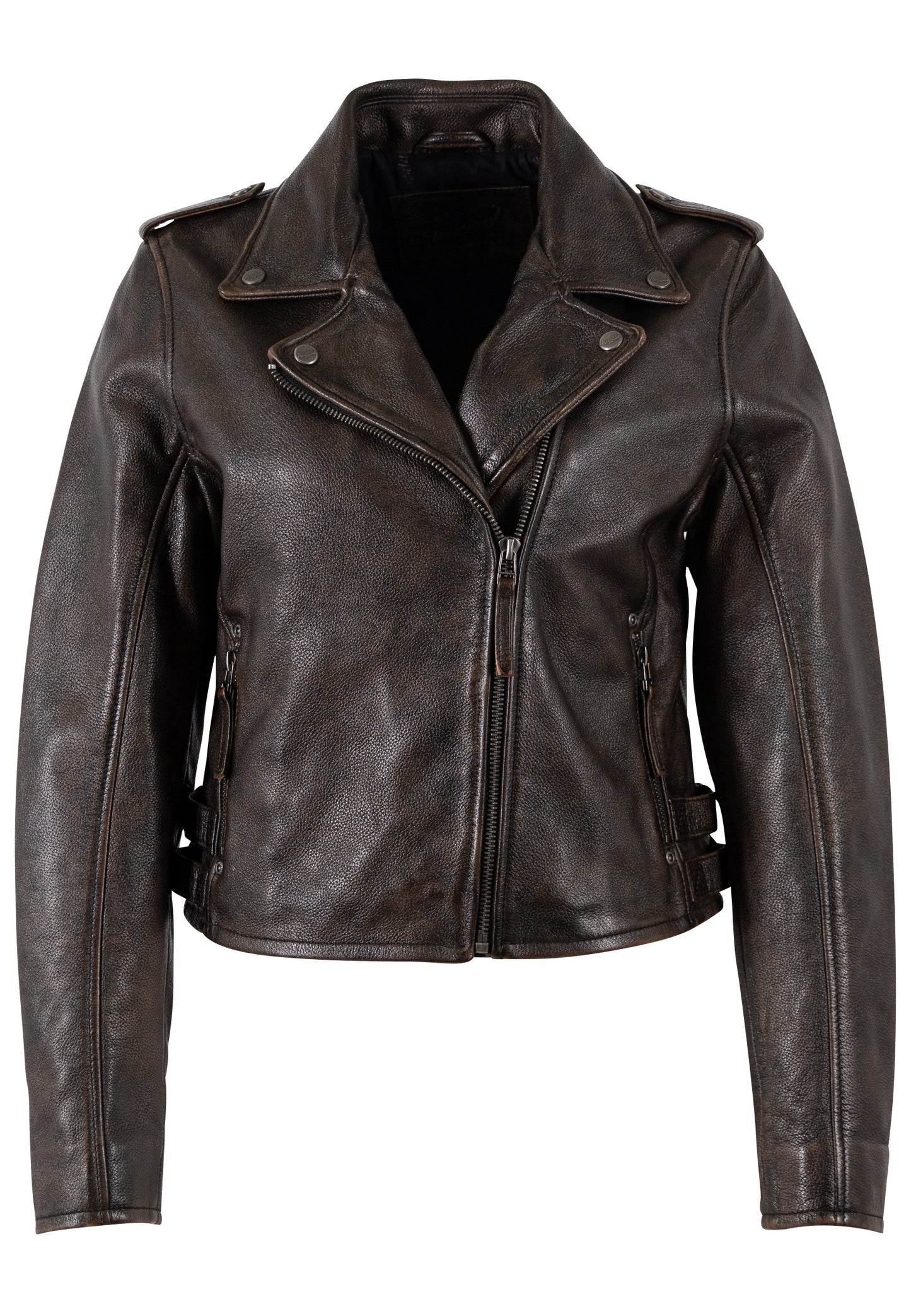 KATICA - Women's Antique Brown  Biker Leather Jacket
