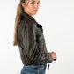 KATICA - Women's Antique Brown  Biker Leather Jacket