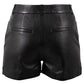LUNETH - Γυναικείο Μαύρο Δερμάτινο Shorts