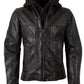 CHONKY-Men's Leather Jacket with Removable hood