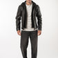 CHONKY-Men's Leather Jacket with Removable hood