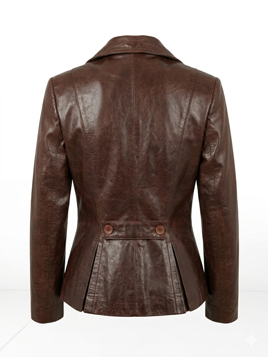 Women's Antique Brown Leather Blazer