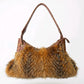 Camel Fur & Leather Bag, Handmade Shoulder Bag