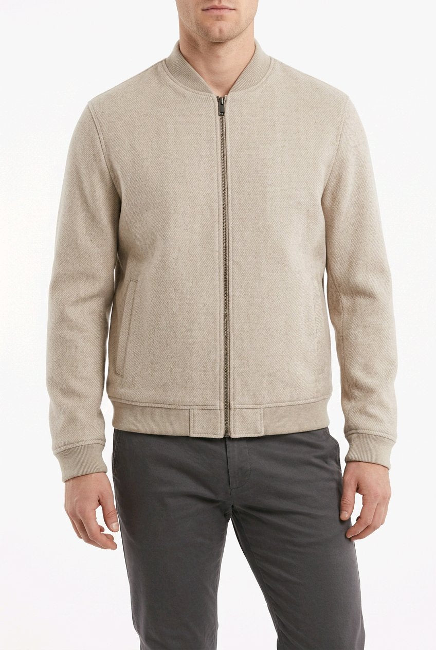 S4 - RUSSEL- Men's  Beige Wool Blend Bomber Jacket