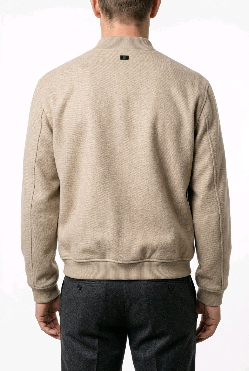 S4 - RUSSEL- Men's  Beige Wool Blend Bomber Jacket