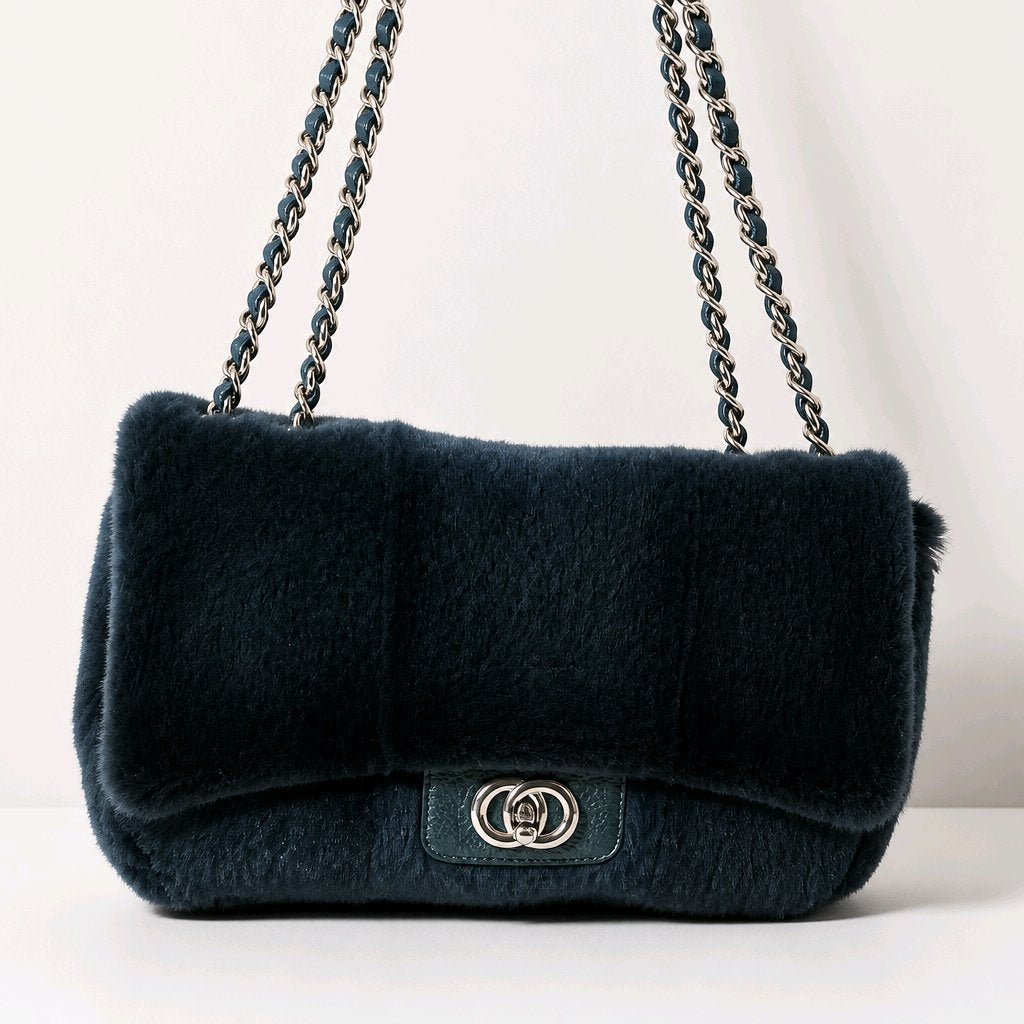 Real Fur Green Shoulder or Crossbody bag