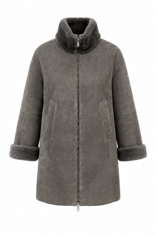 GIMOS - Women's Grey  Sheespkin Jacket