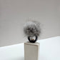 Sapphire furry ring, Mink pompom ring, Mink finger ring with genuine leather.Real fur ring