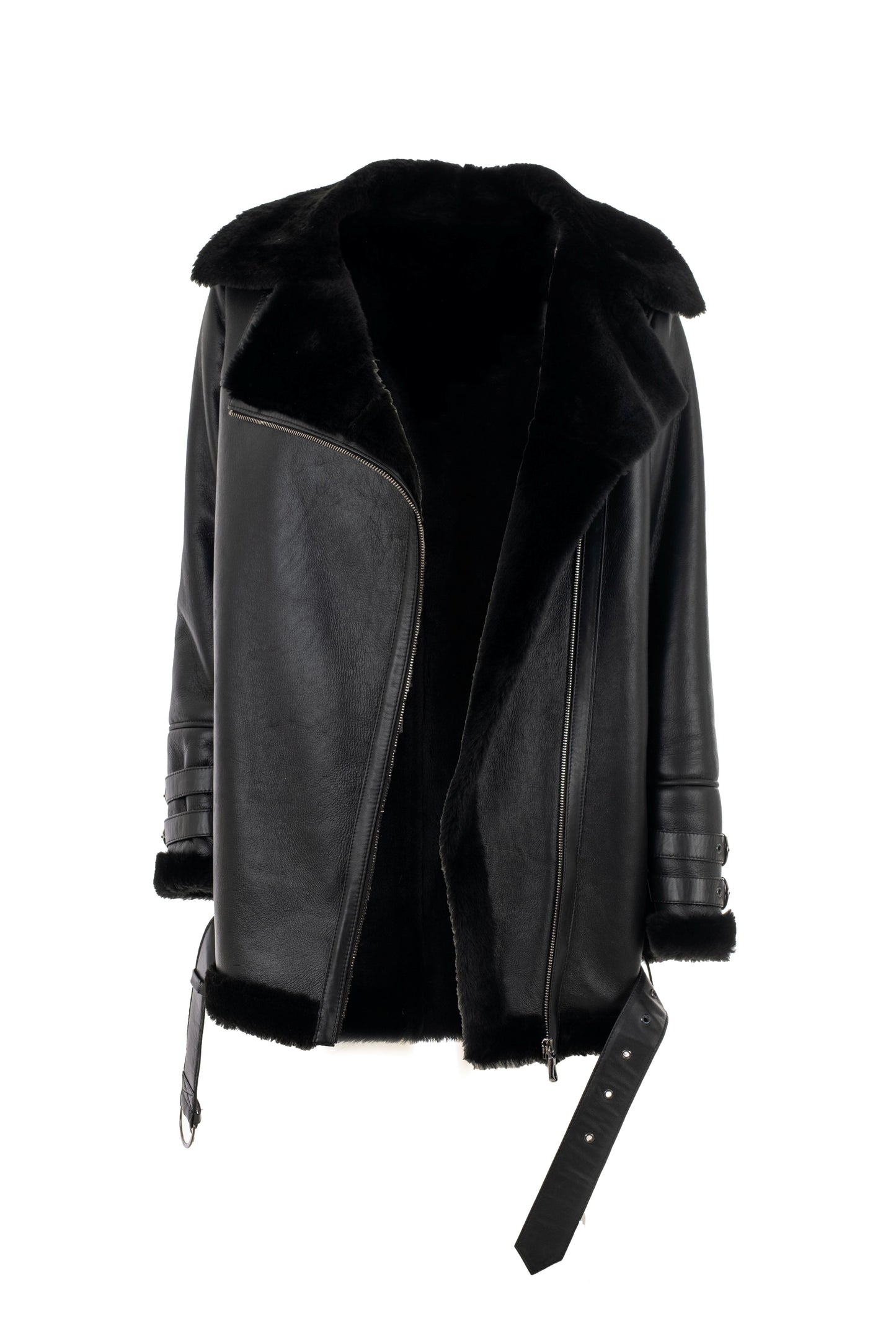 Women's Black Biker  Sheepskin Jacket