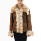 3001 - Antique  Brown Sheepskin Jacket with Fur Collar