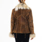 3001 - Antique  Brown Sheepskin Jacket with Fur Collar