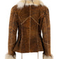 3001 - Antique  Brown Sheepskin Jacket with Fur Collar