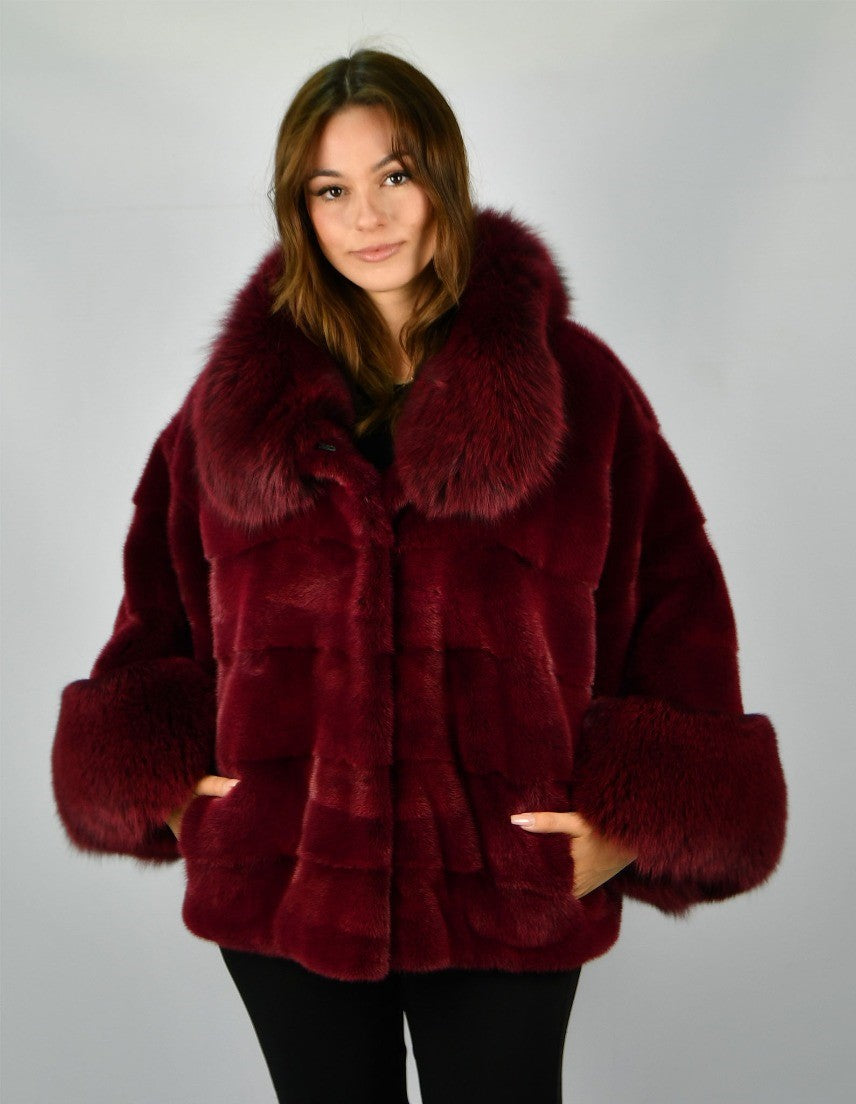 Burgundy Mink Cape Jacket