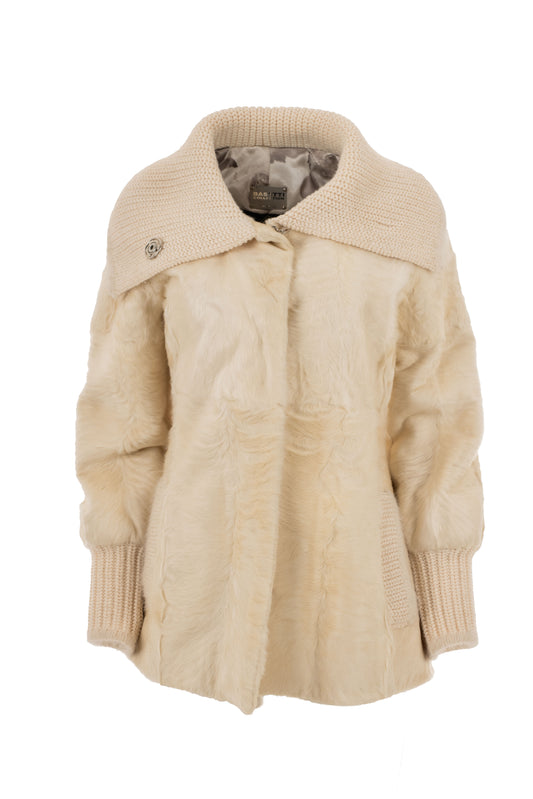 Women's Ivory Sheepskin Jacket  Made in Italy