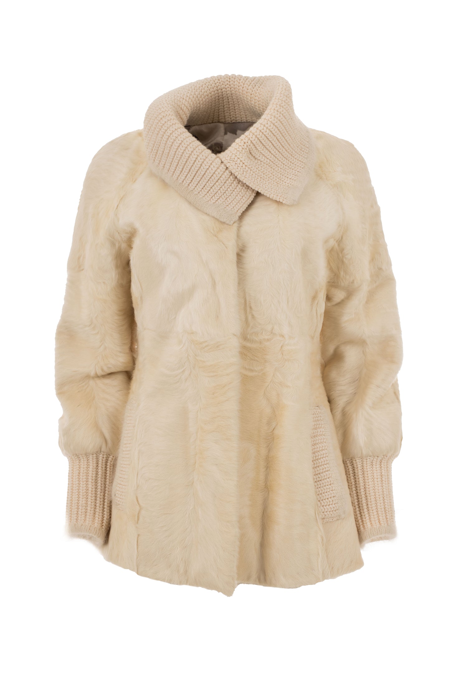 Women's Ivory Sheepskin Jacket  Made in Italy