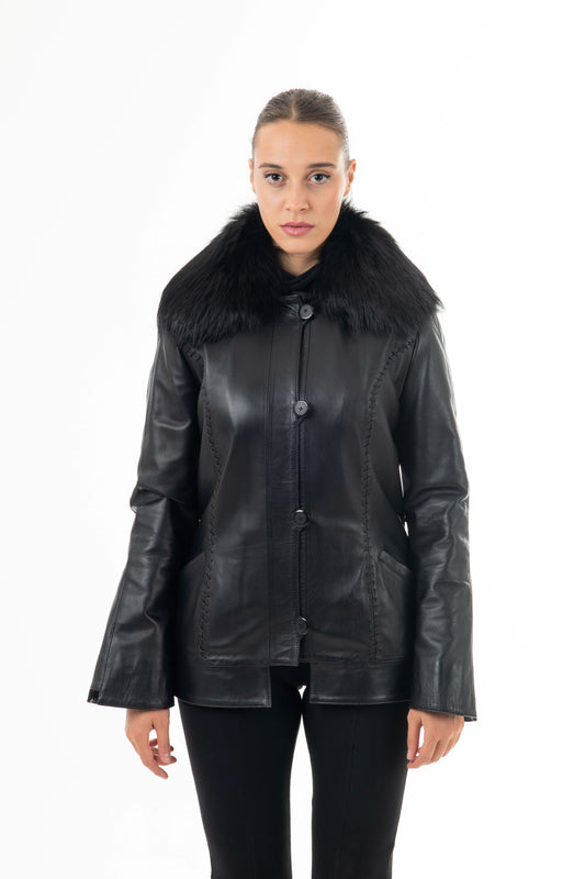 2325 -  Γυναικεία Ζακέτα με Γούνινο γιακά 