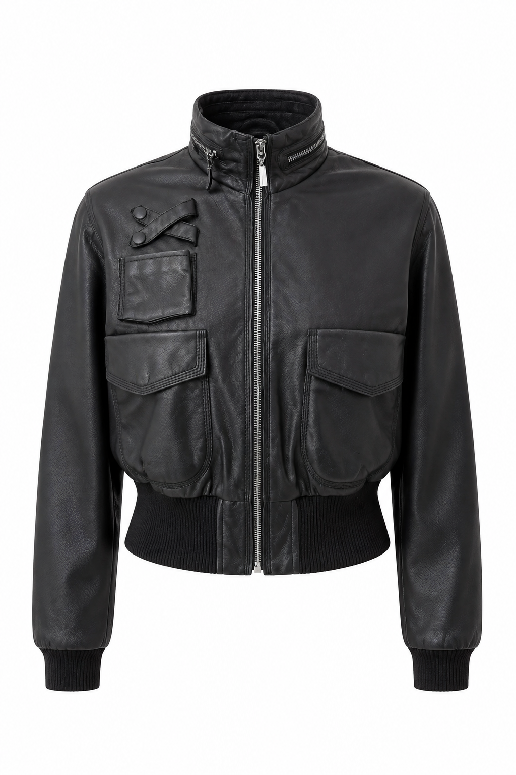 6236 - Γυναικείο Cropper Bomber Δερμάτινο