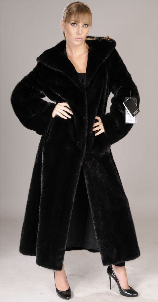 Hooded Blackglama Letout Full Length Mink Coat