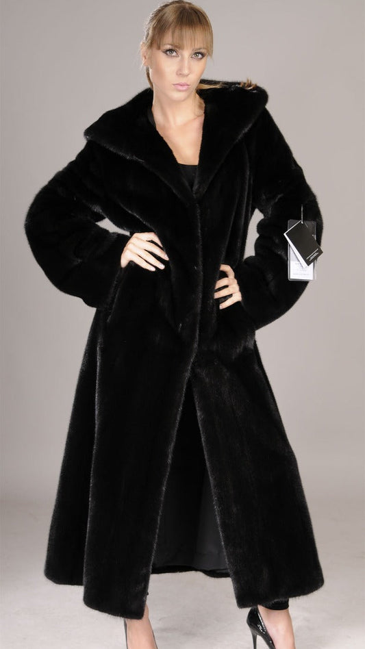 Hooded Blackglama Letout Full Length Mink Coat