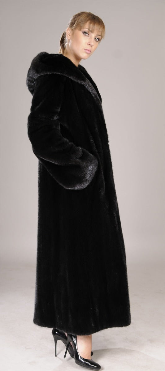 Hooded Blackglama Letout Full Length Mink Coat