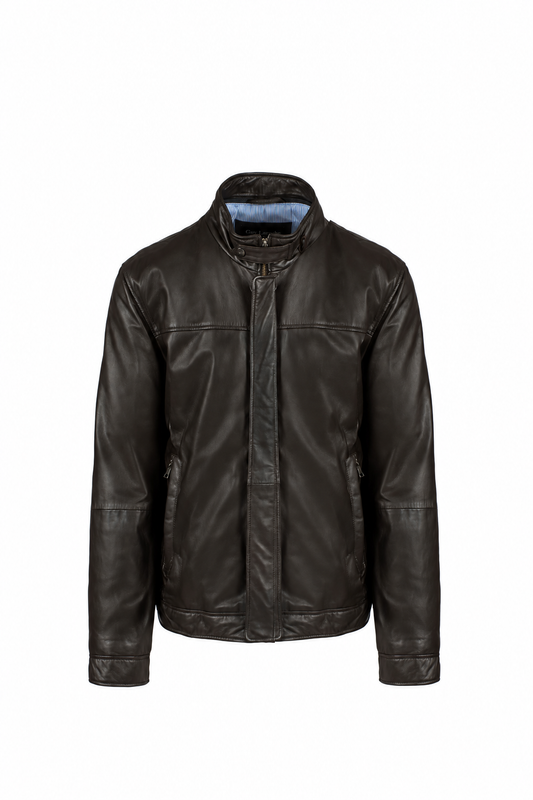 GUY LAROCHE - Men's Brown Leather Jacket