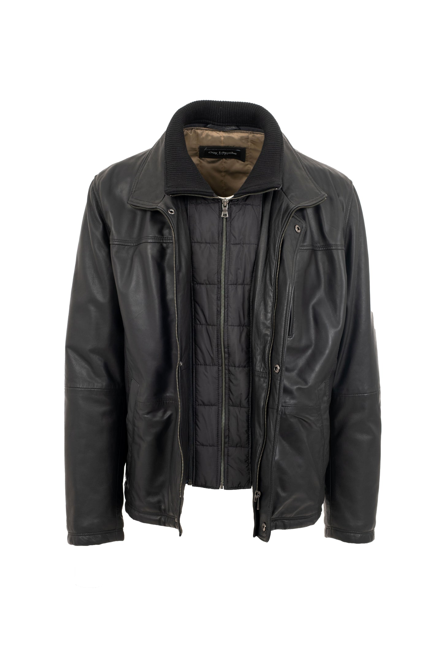 GUY LAROCHE - Men's Black Leather Long Jacket