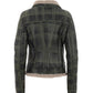 9034 - Women's Green Sheepskin Biker Jacket