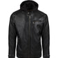 JEANLUKE - Men's Black Bomber Jacket with removable hood