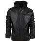 JEANLUKE - Men's Black Bomber Jacket with removable hood